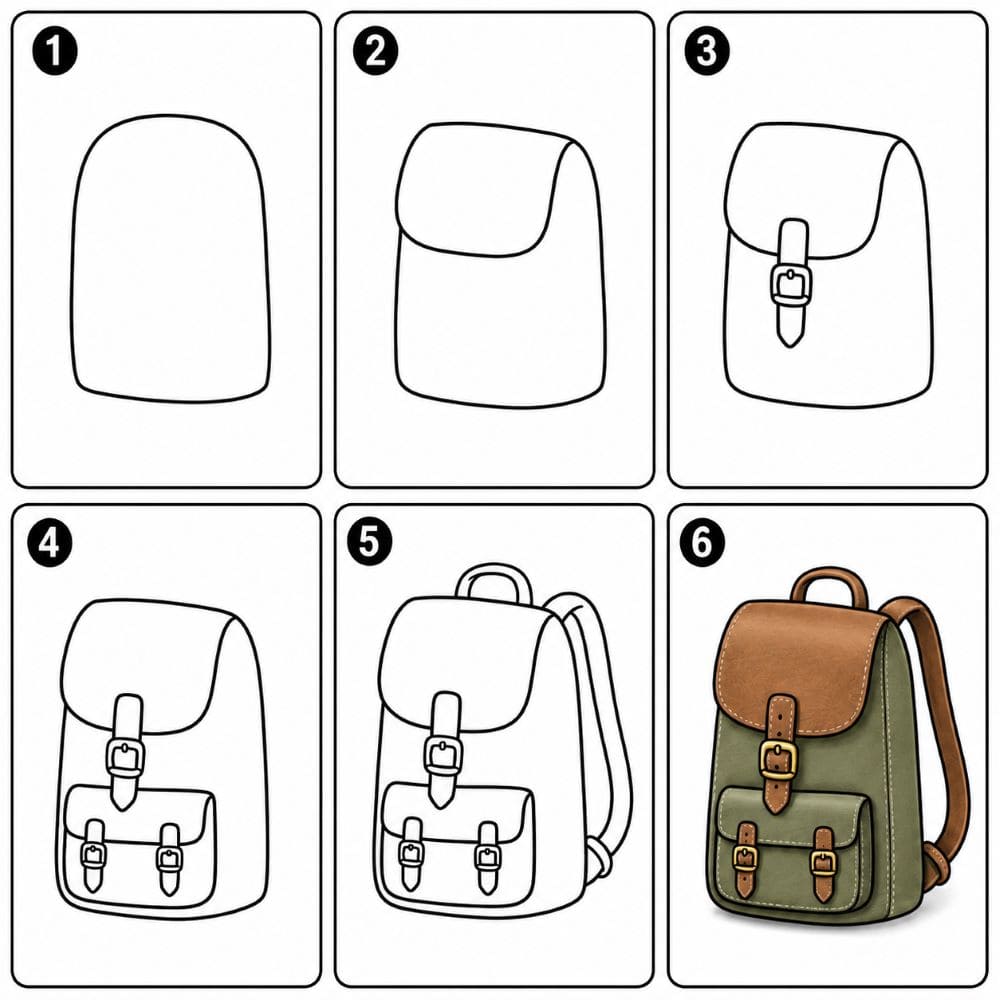 Vintage backpack Drawing Ideas