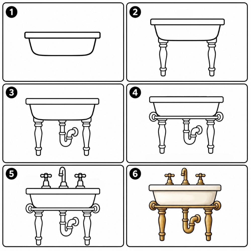Vintage sink Drawing Ideas