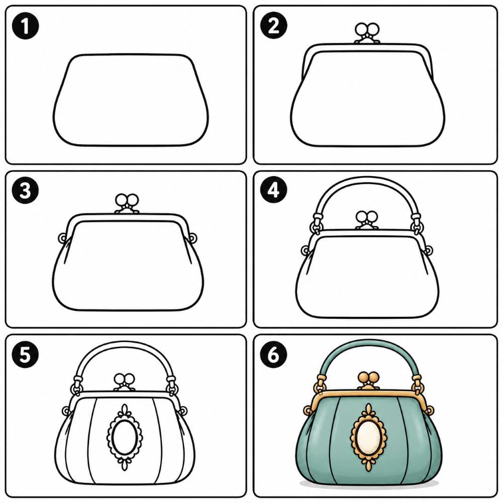Vintage-style purse Drawing Ideas