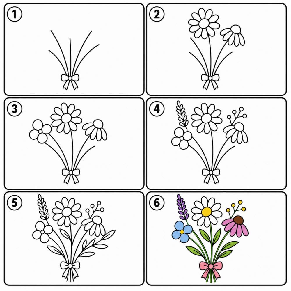 Wildflower Bouquet Drawing Ideas
