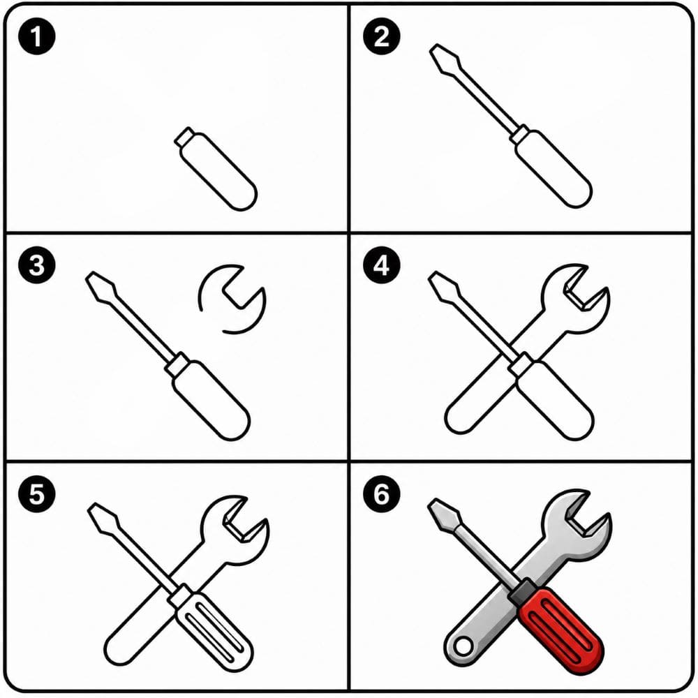 Wrench & screwdriver Drawing Ideas