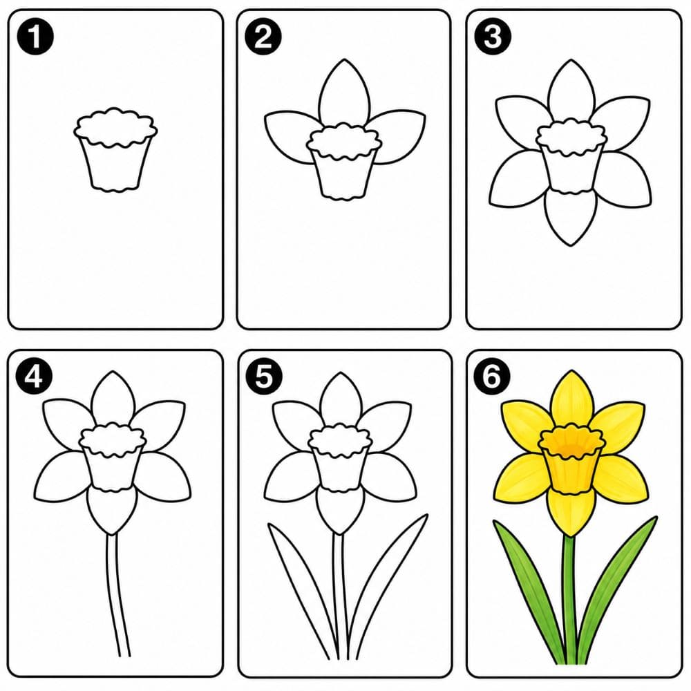Yellow daffodil Drawing Ideas