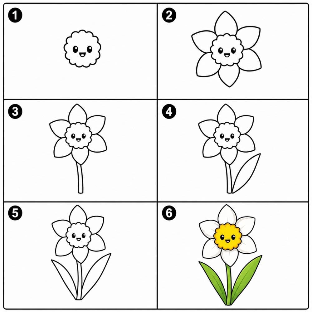 Cute cartoon daffodil Drawing Ideas