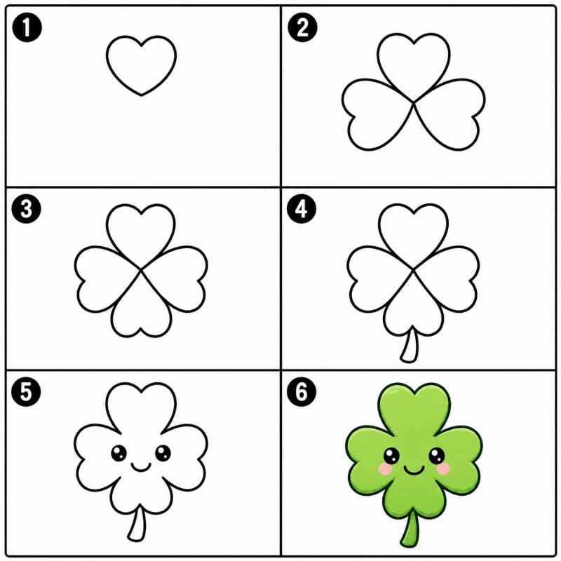 4-leaf shamrock Drawing Ideas