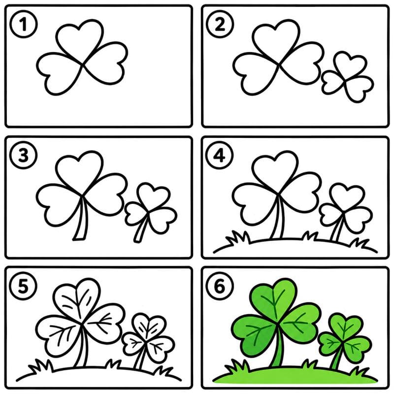 A clump of shamrocks Drawing Ideas