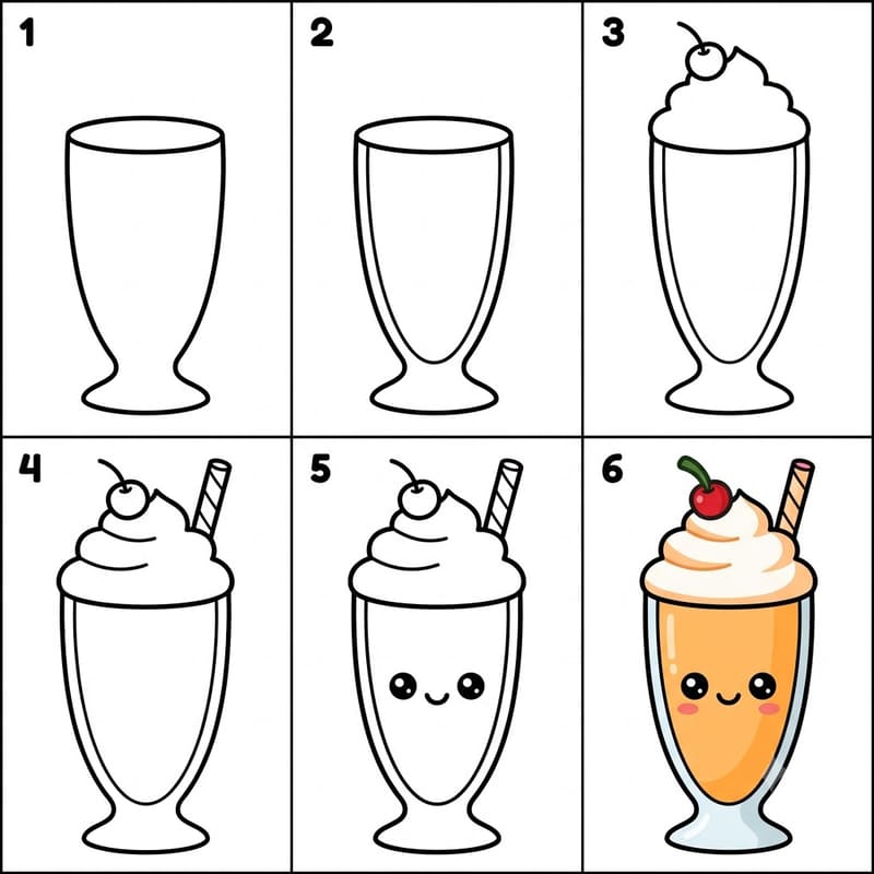 Adorable milkshake Drawing Ideas