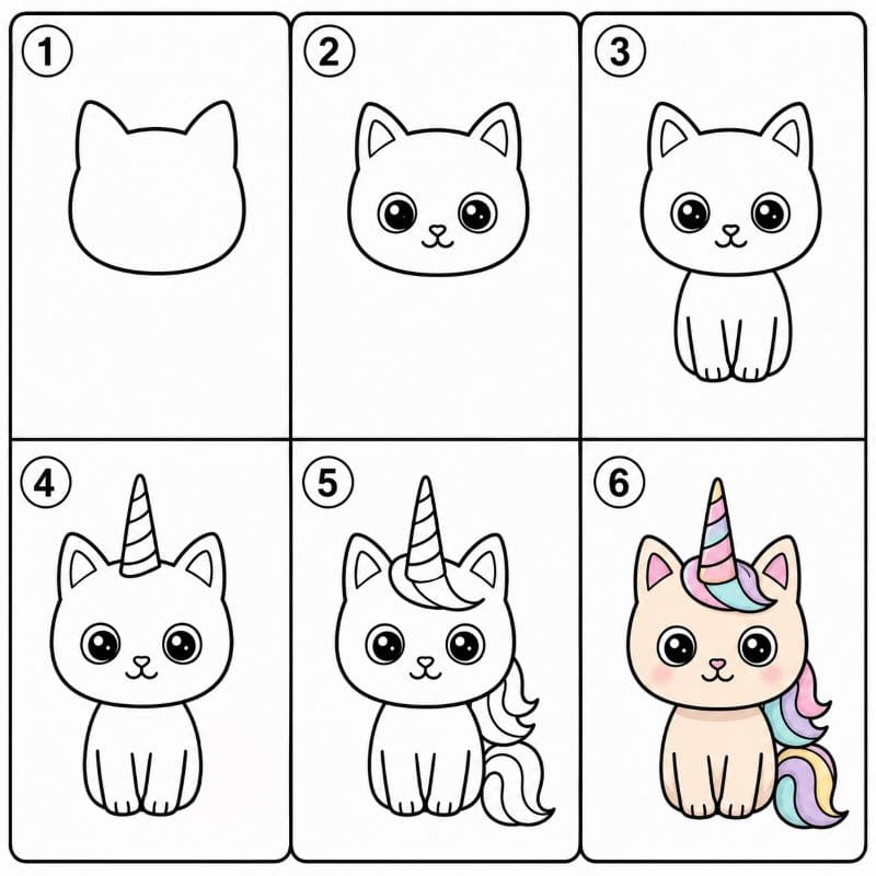 Adorable unicorn cat Drawing Ideas
