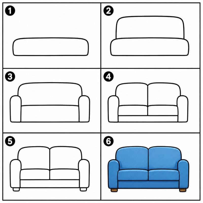 Basic 2-seat couch Drawing Ideas