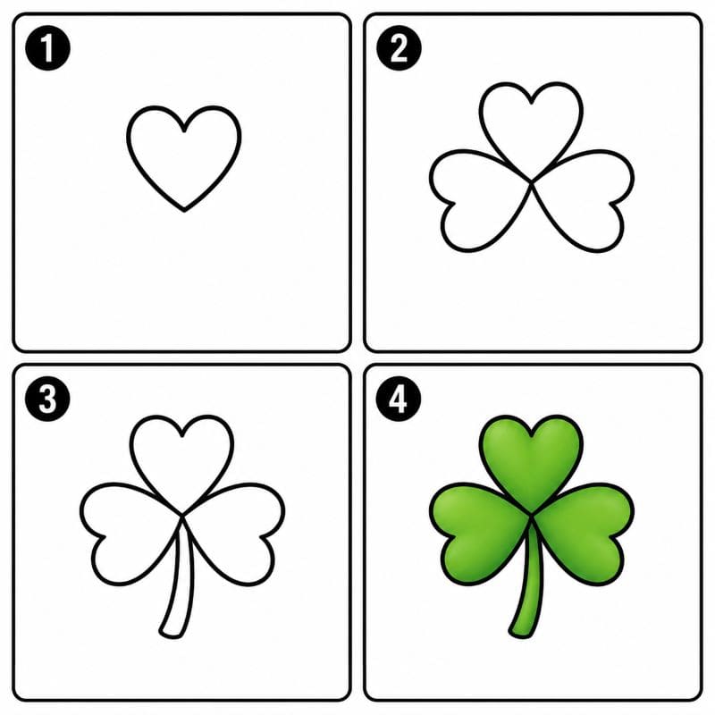 Basic 3-leaf shamrock Drawing Ideas