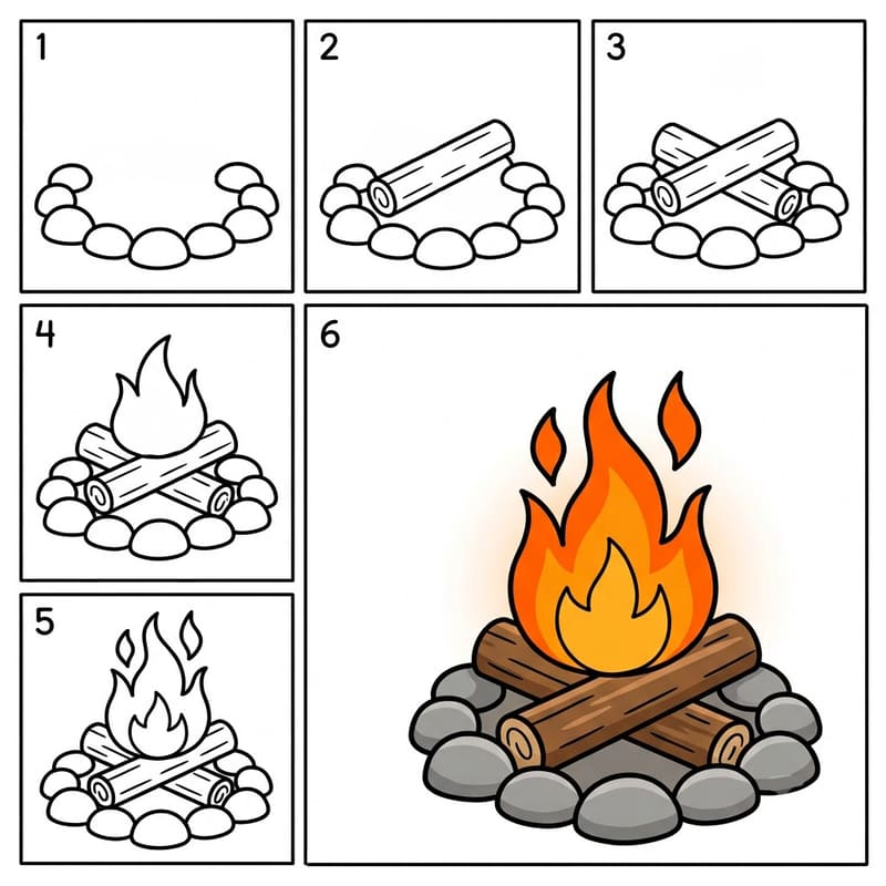 Basic campfire Drawing Ideas
