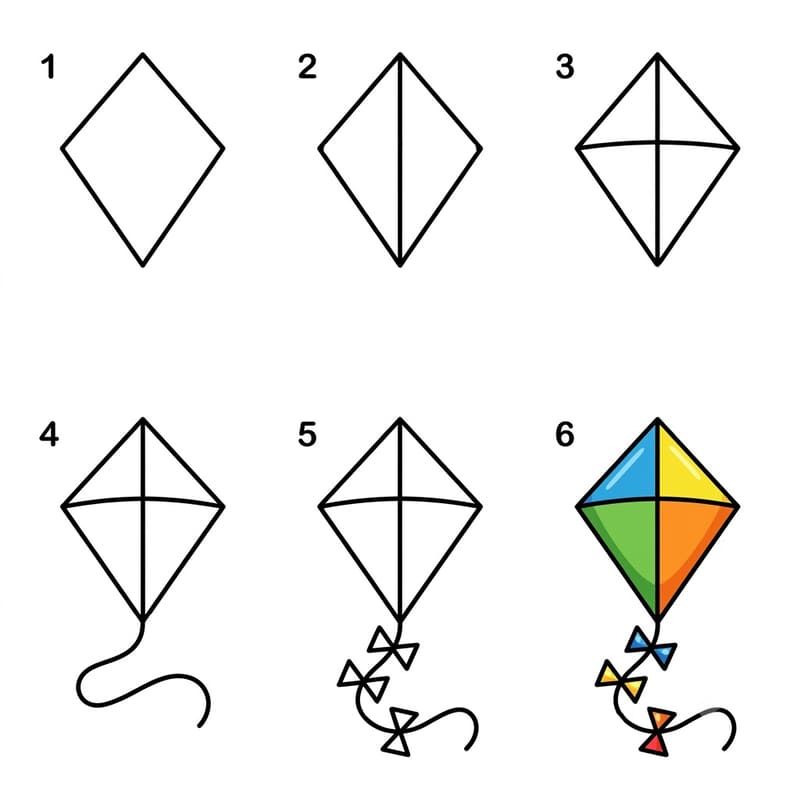 Basic kite Drawing Ideas