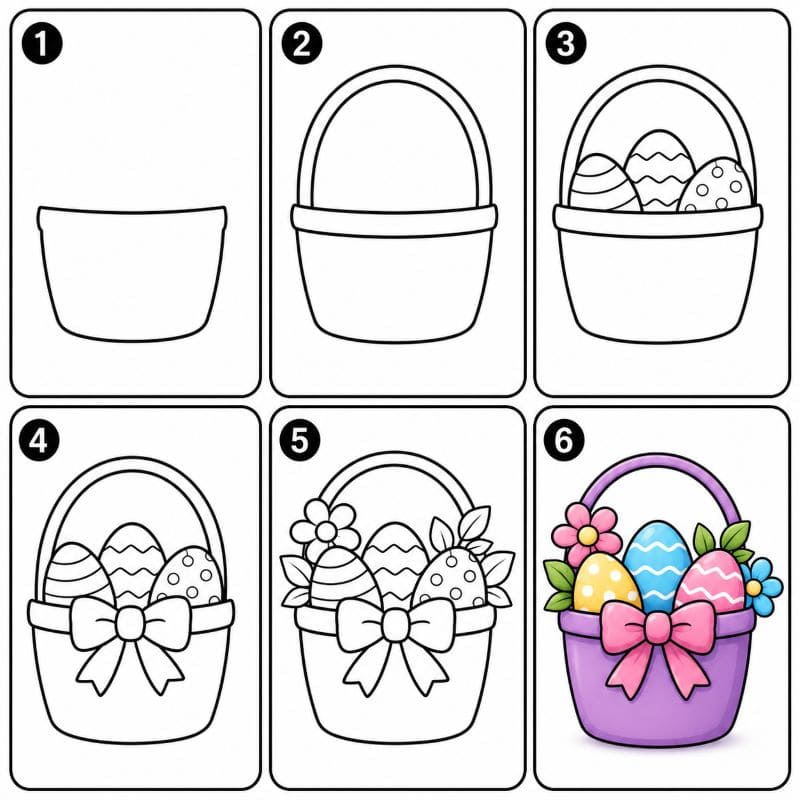 Beautiful Easter basket Drawing Ideas