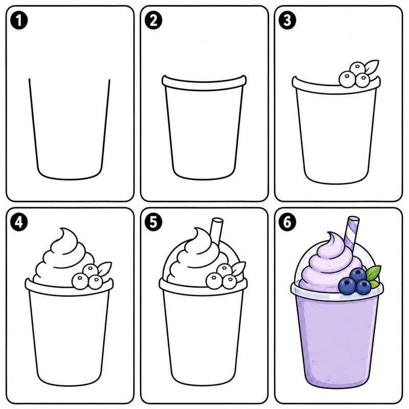 Blueberry milkshake Drawing Ideas
