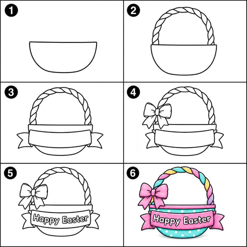 Bright Easter basket Drawing Ideas