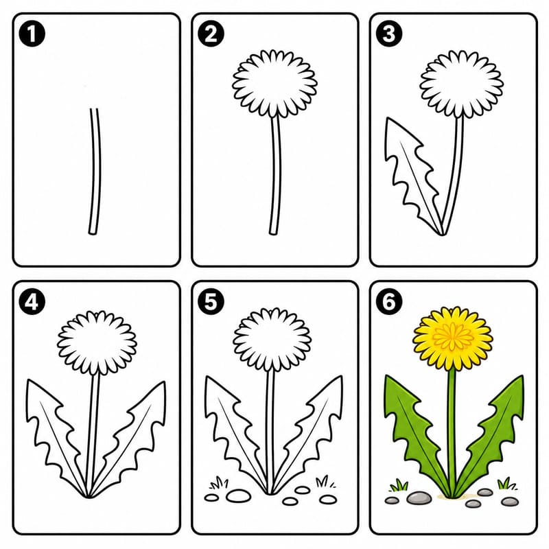 Bright dandelion Drawing Ideas