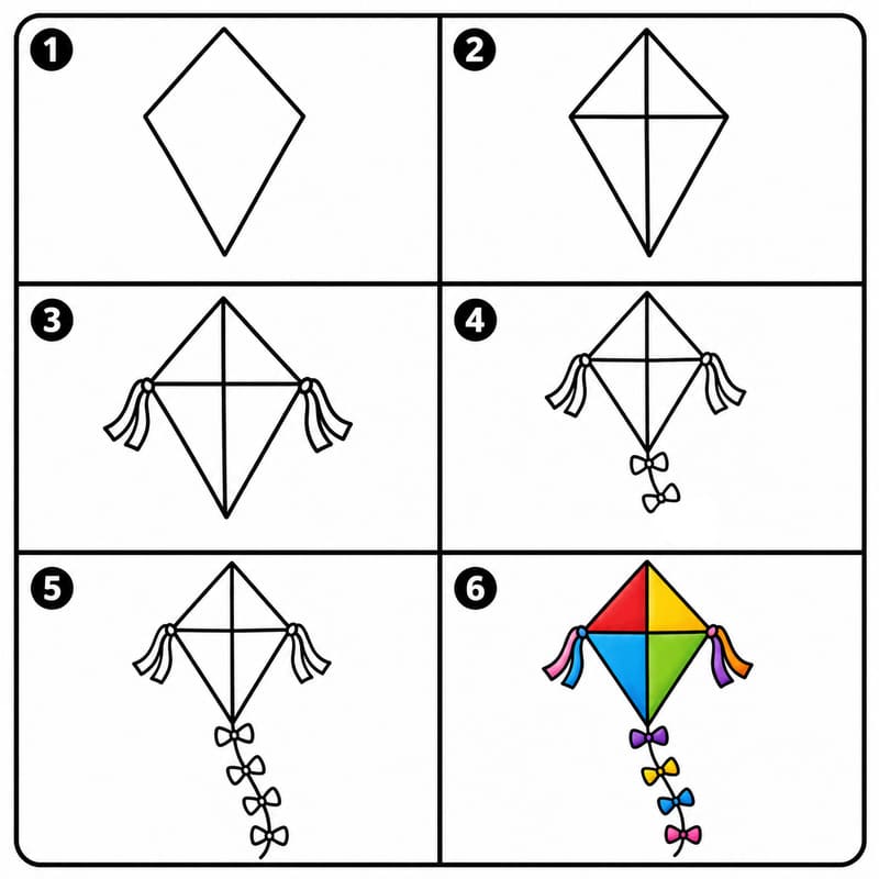 Bright kite Drawing Ideas