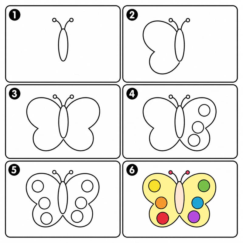 Butterfly-shaped paint palette Drawing Ideas