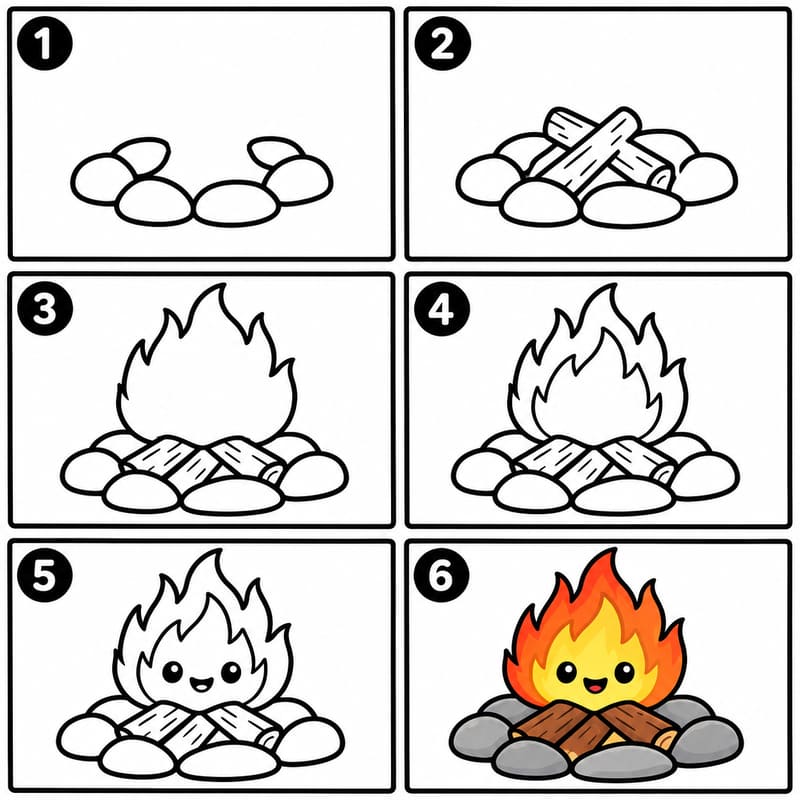 Cartoon campfire Drawing Ideas