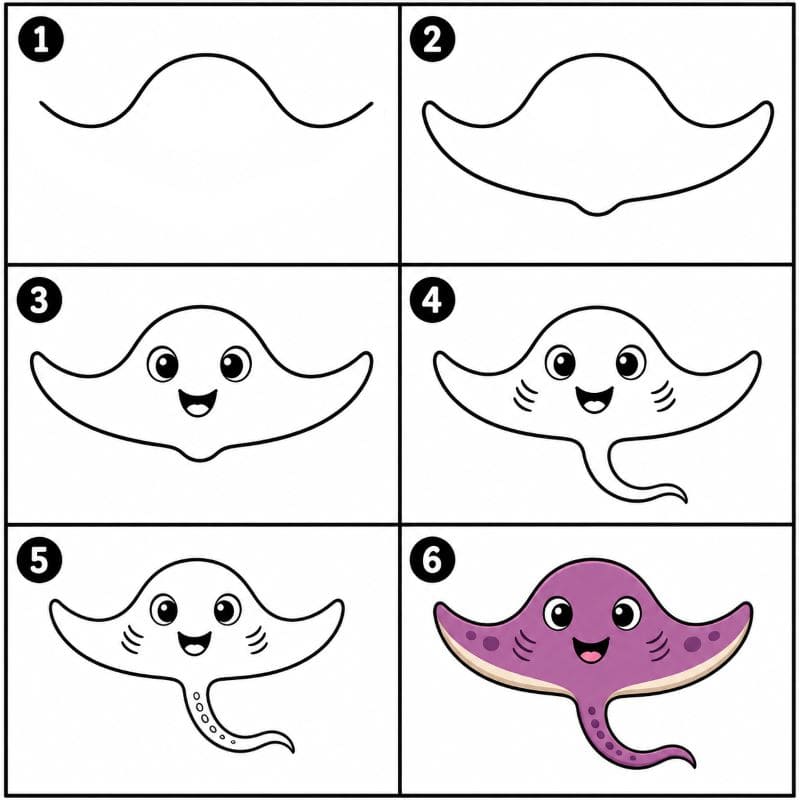 Cheerful stingray Drawing Ideas