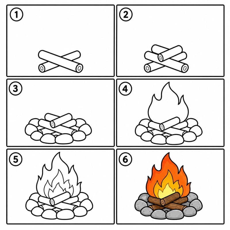 Classic campfire Drawing Ideas