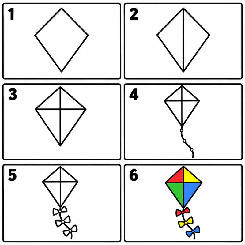 Classic diamond kite Drawing Ideas