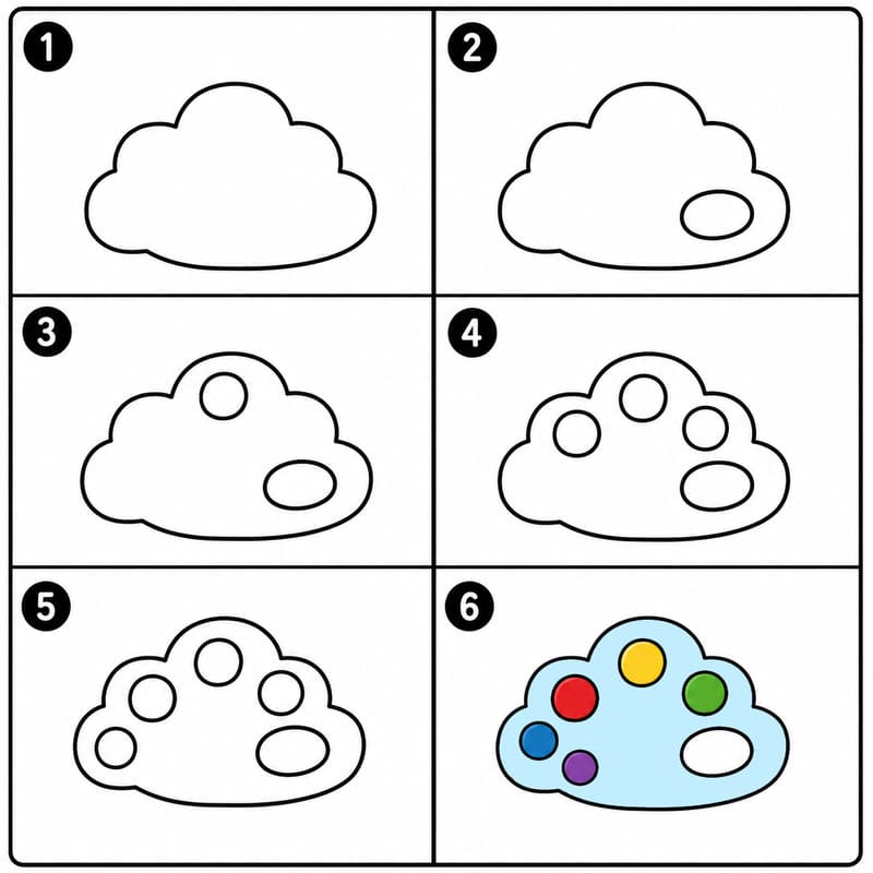 Cloud-shaped paint palette Drawing Ideas