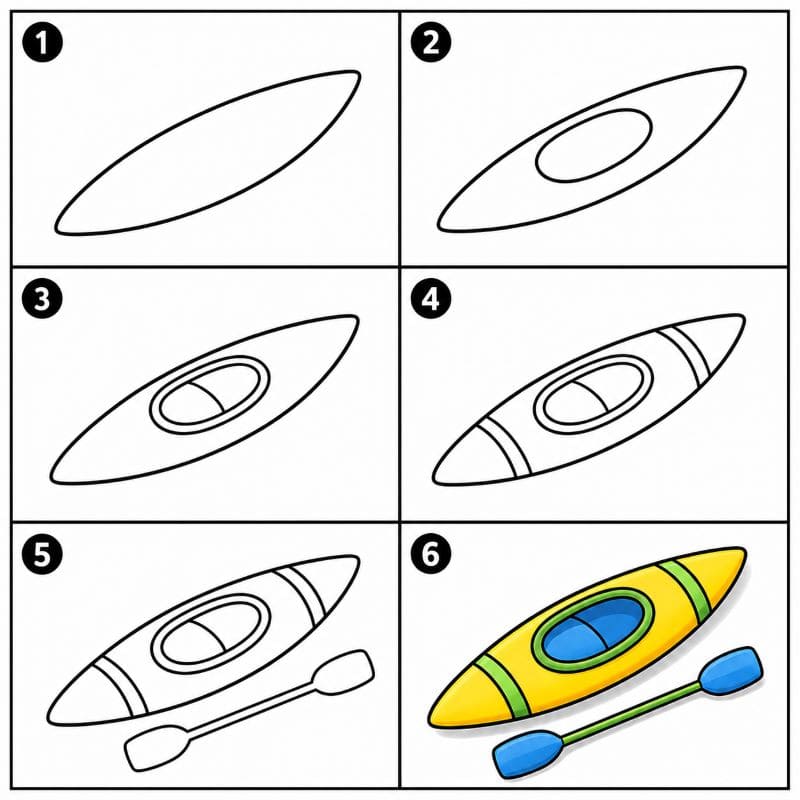 Colorful kayak Drawing Ideas