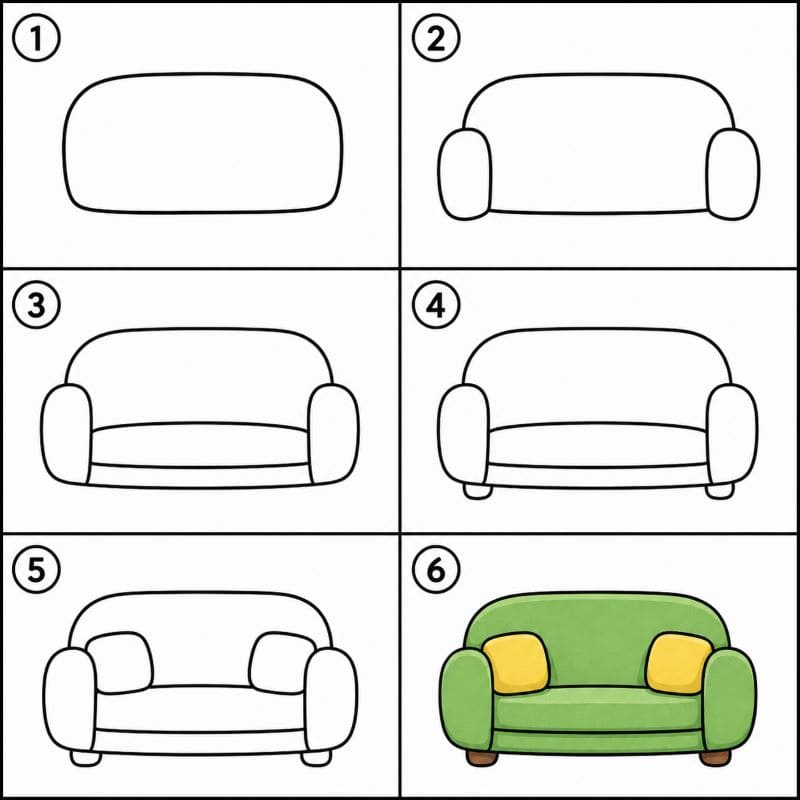 Cozy couch Drawing Ideas