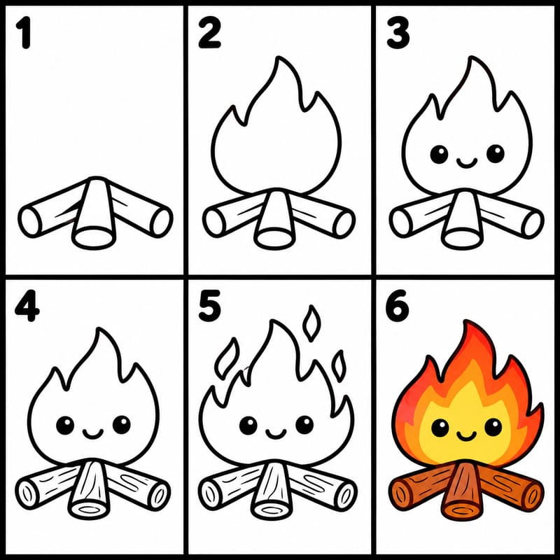 Cute campfire Drawing Ideas