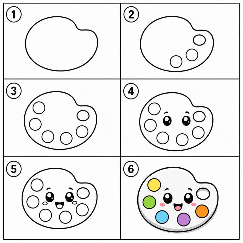 Cute cartoon paint palette Drawing Ideas