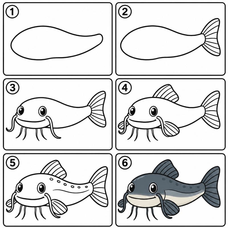 Cute catfish Drawing Ideas