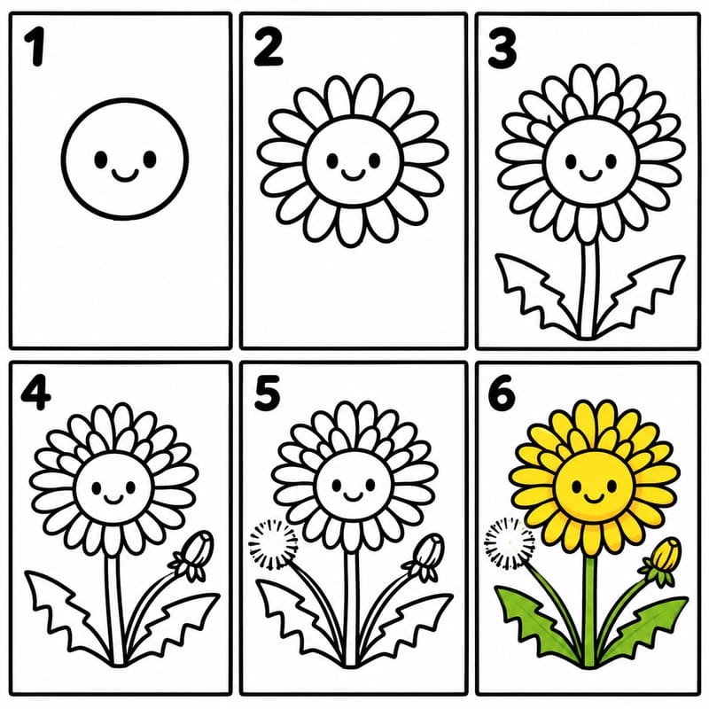 Cute dandelion Drawing Ideas