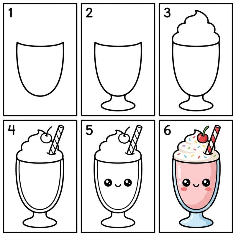 Cute milkshake Drawing Ideas