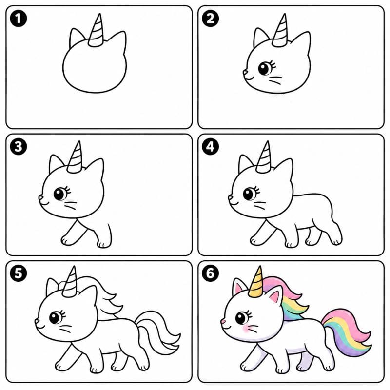 Cute unicorn cat Drawing Ideas