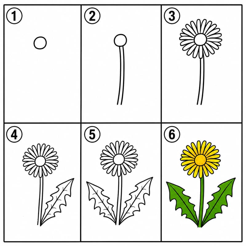 Dandelion flower Drawing Ideas