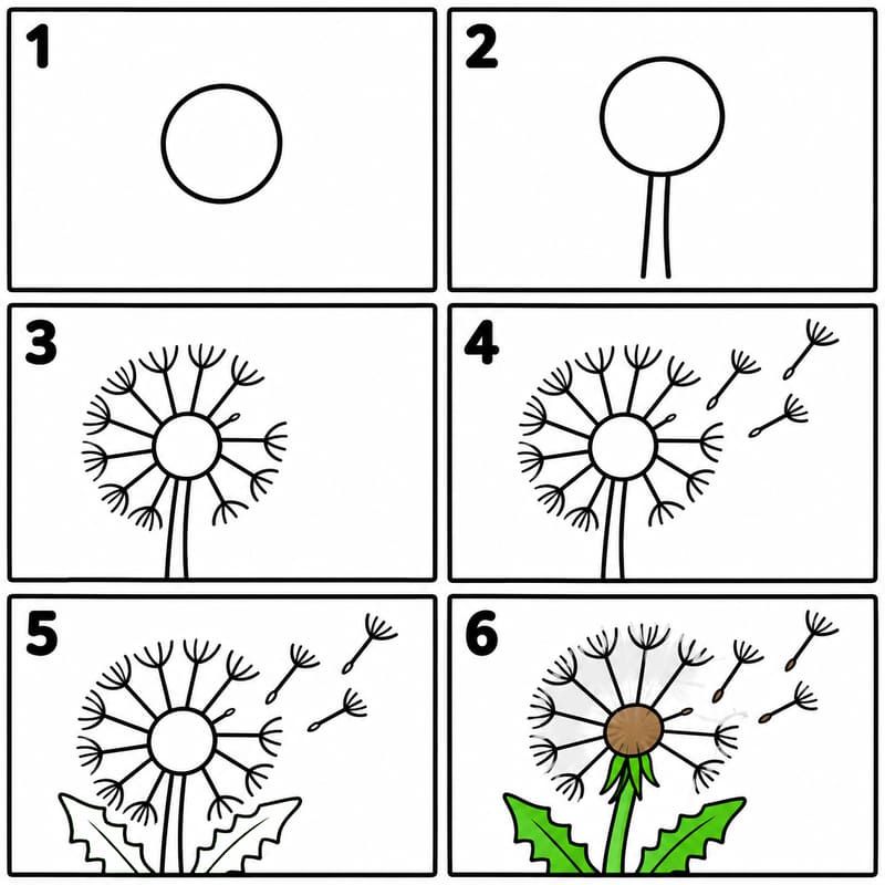 Dandelion in the wind Drawing Ideas