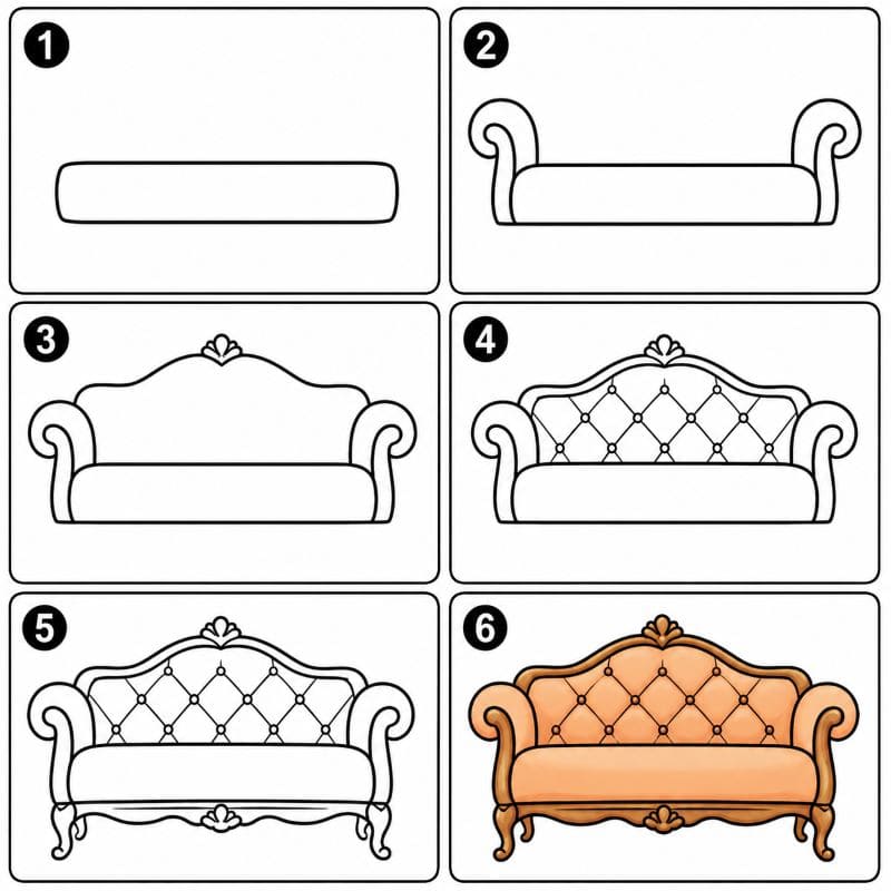 Detailed couch Drawing Ideas