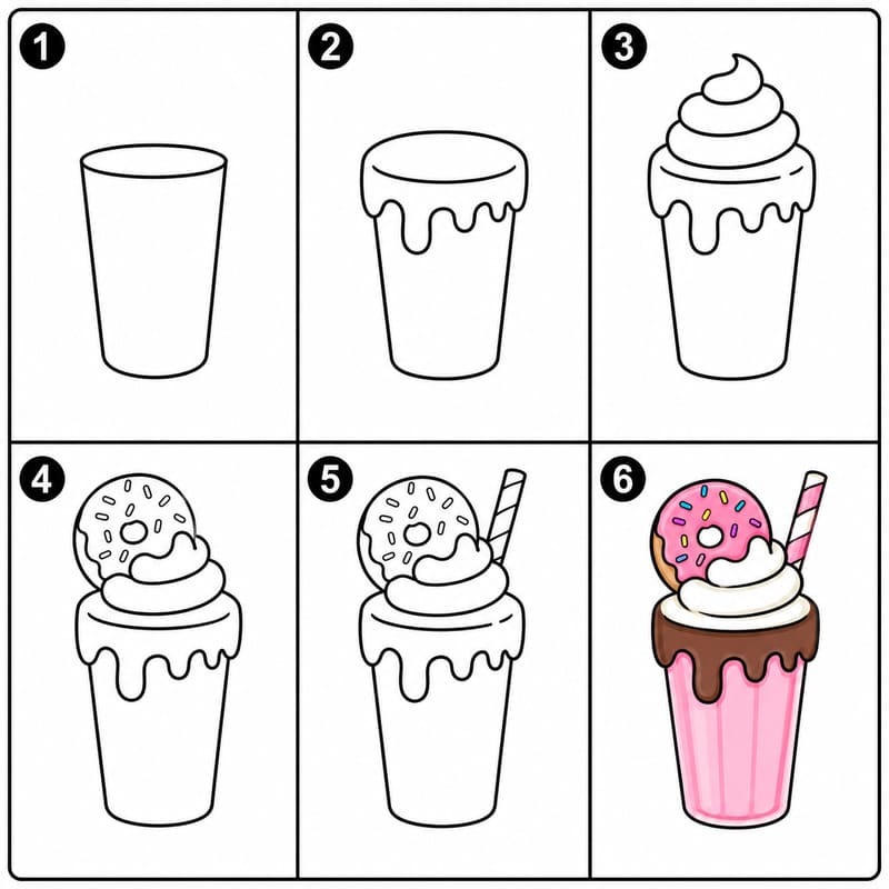 Donut milkshake Drawing Ideas