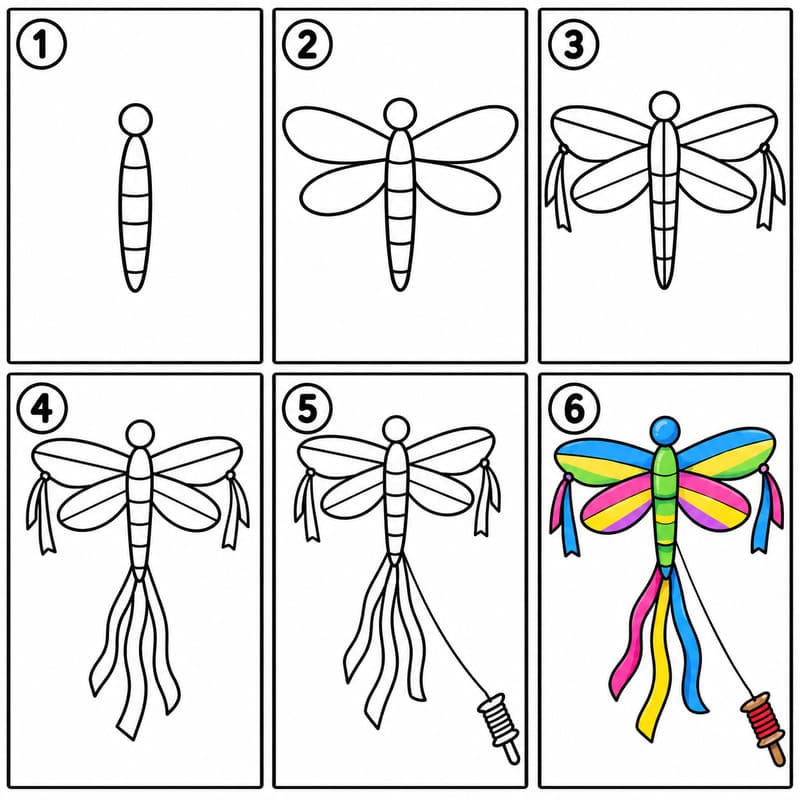 Dragonfly-shaped kite Drawing Ideas