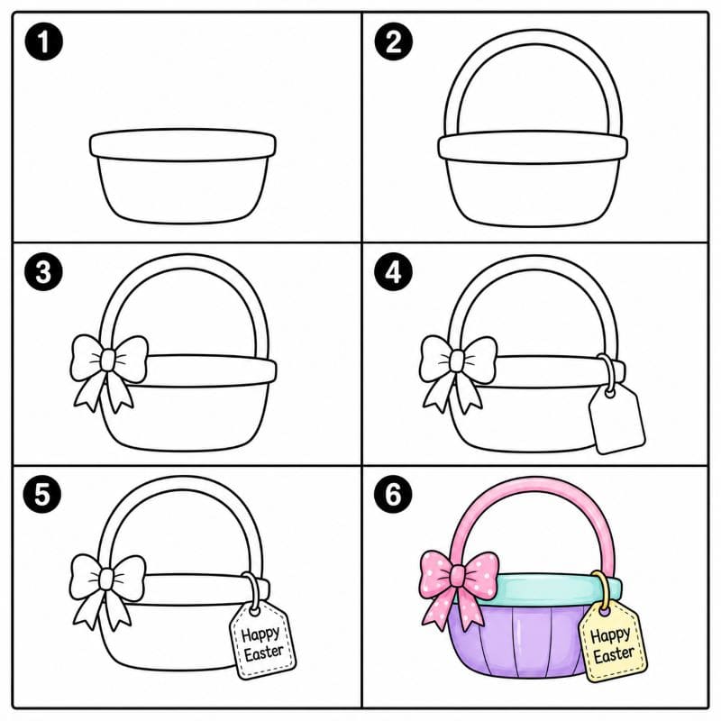 Easter basket for kids Drawing Ideas