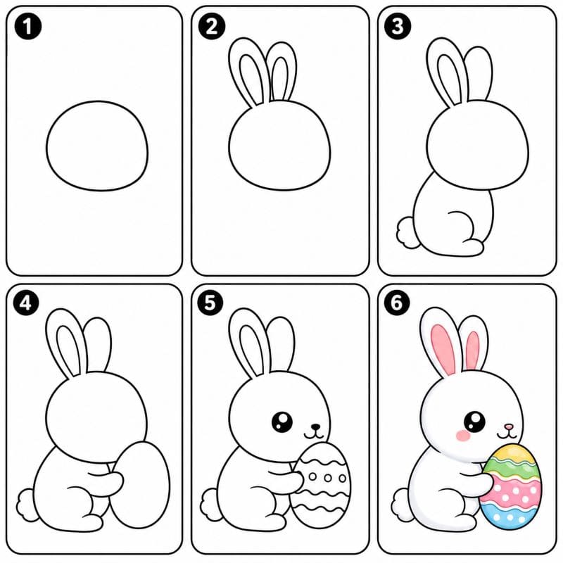 Easter bunny side view Drawing Ideas