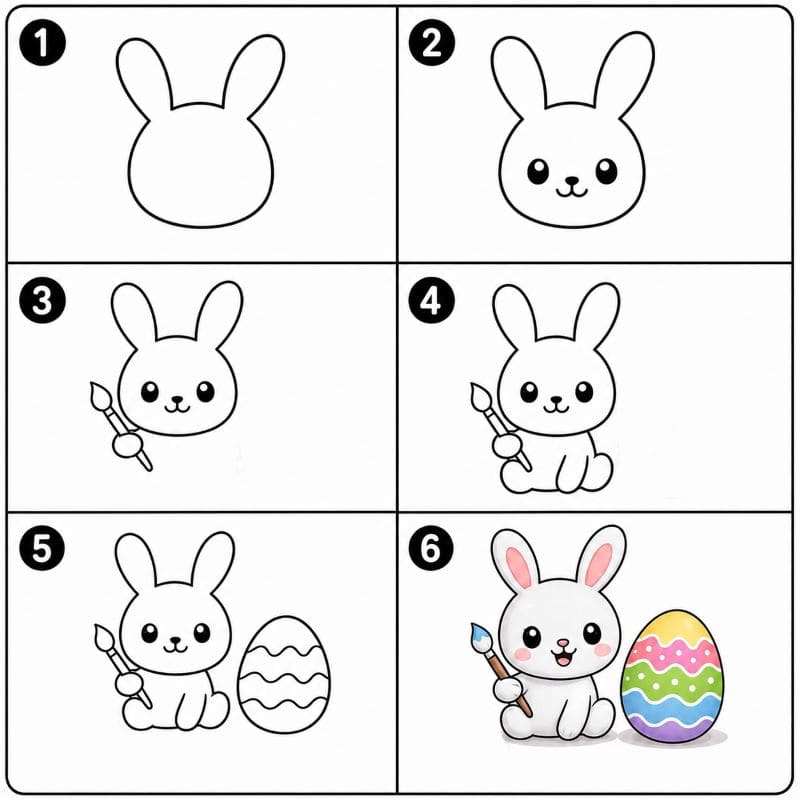 Easter bunny with an Easter egg Drawing Ideas