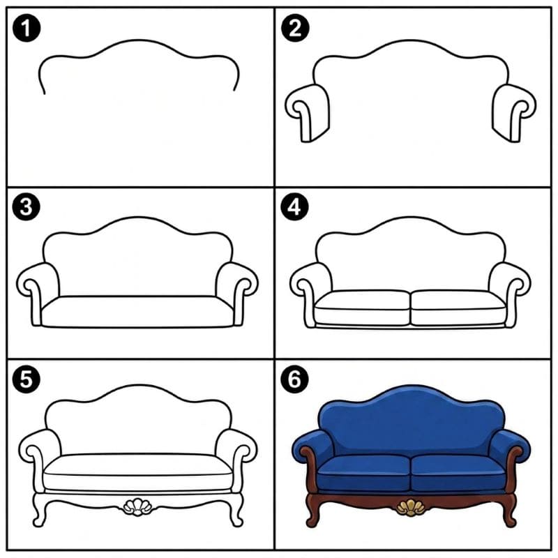 Elegant couch Drawing Ideas