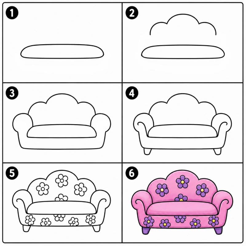 Floral couch Drawing Ideas