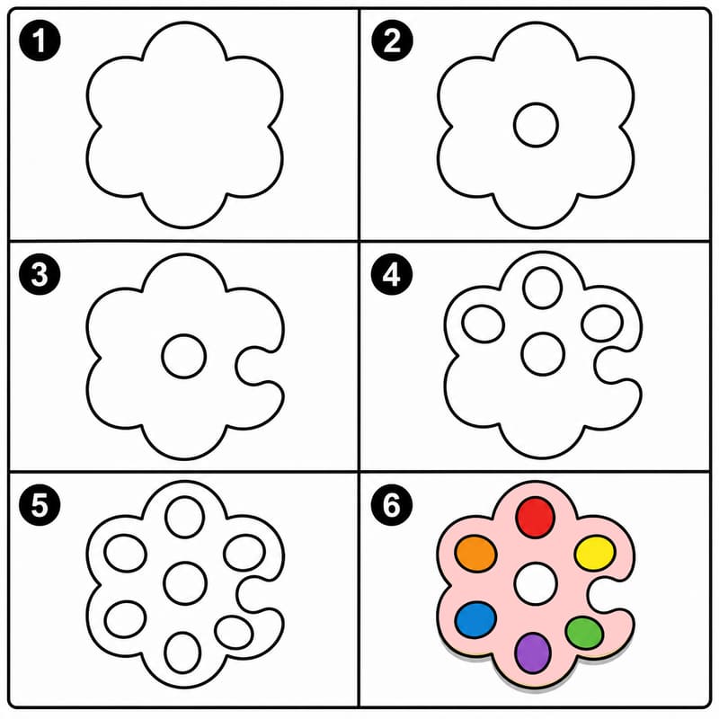 Flower-shaped paint palette Drawing Ideas