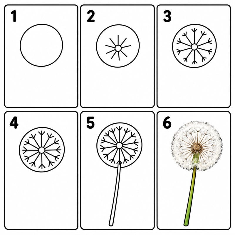 Fluffy dandelion Drawing Ideas