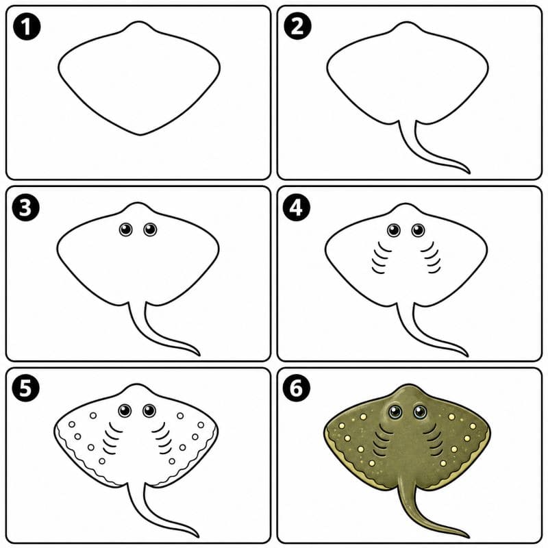Freshwater stingray Drawing Ideas
