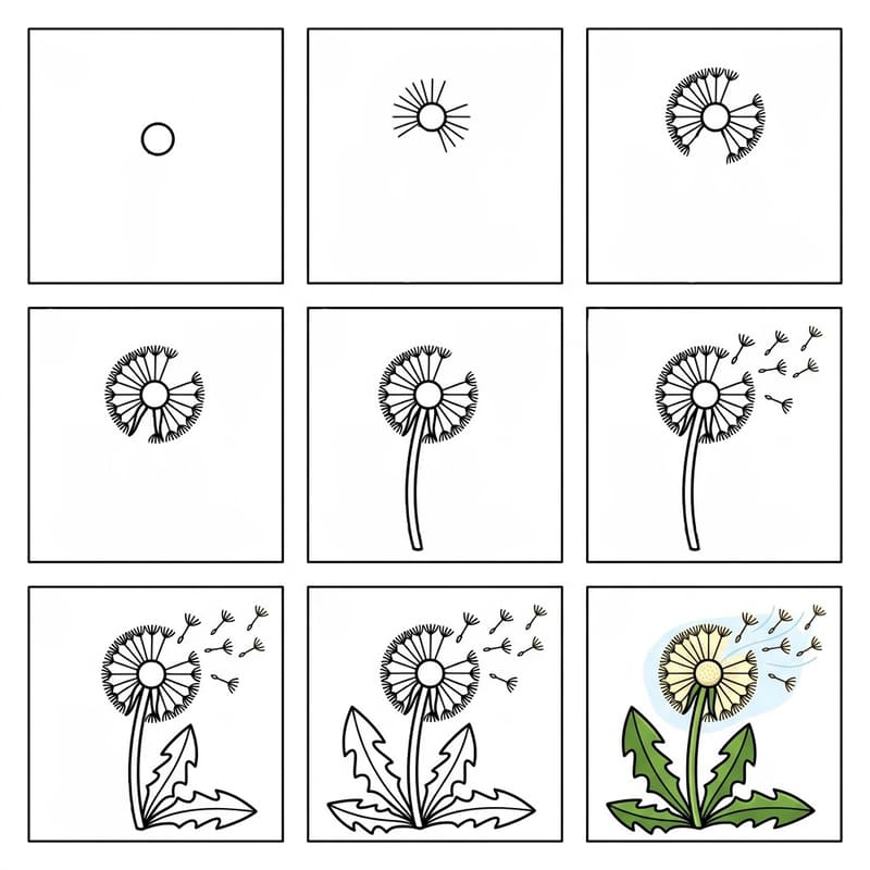 Gentle dandelion Drawing Ideas