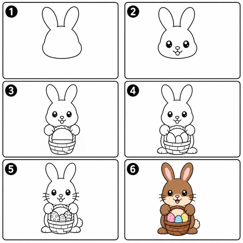 Happy Easter bunny Drawing Ideas