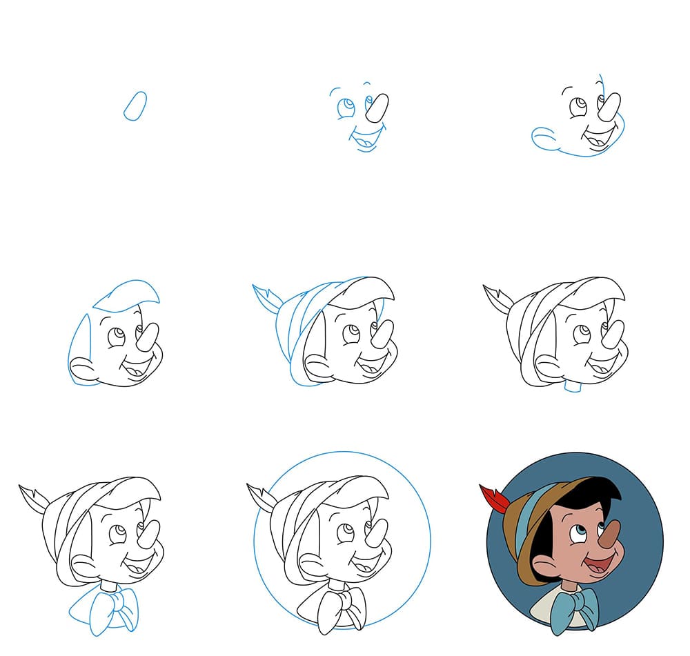 Happy Pinocchio Drawing Ideas